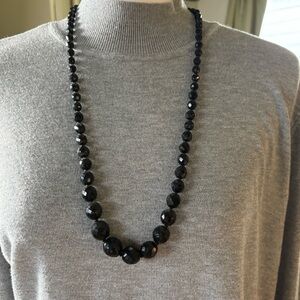 Vintage Elegant Black Beaded Necklace